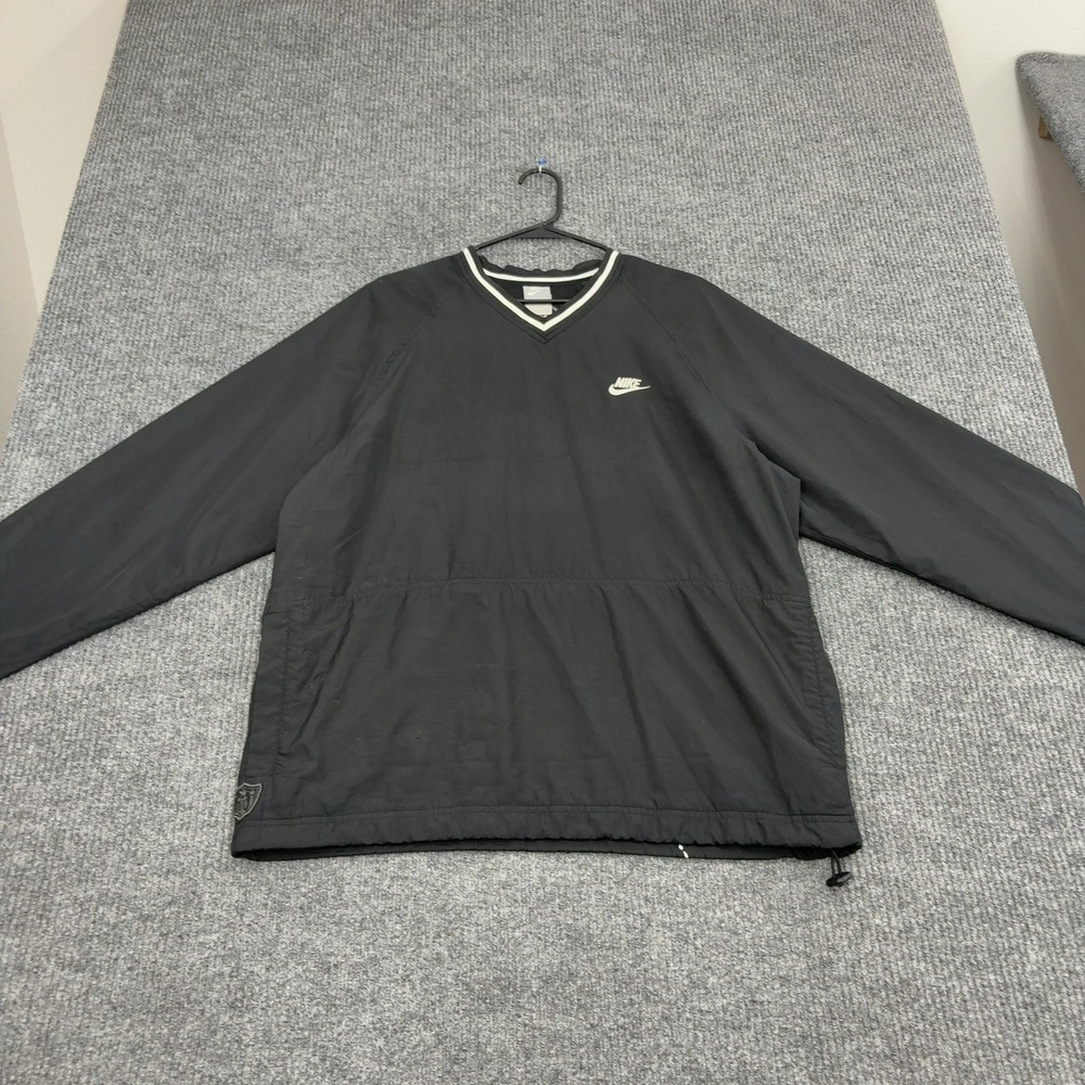 Nike Baseball Windbreaker Mens L Black Polyester V-Neck Pullover Sportswear